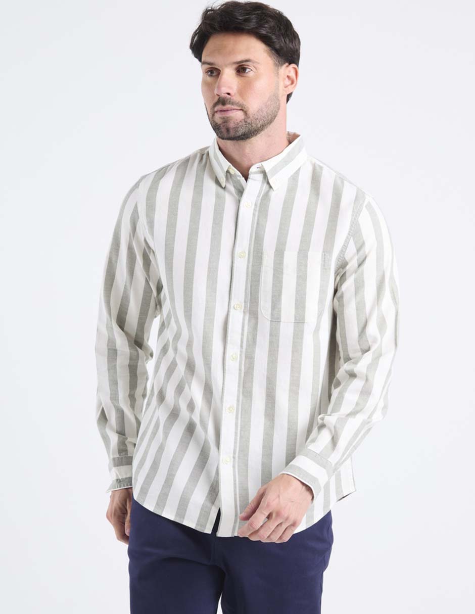 Camisa casual old navy de algodón manga larga para hombre