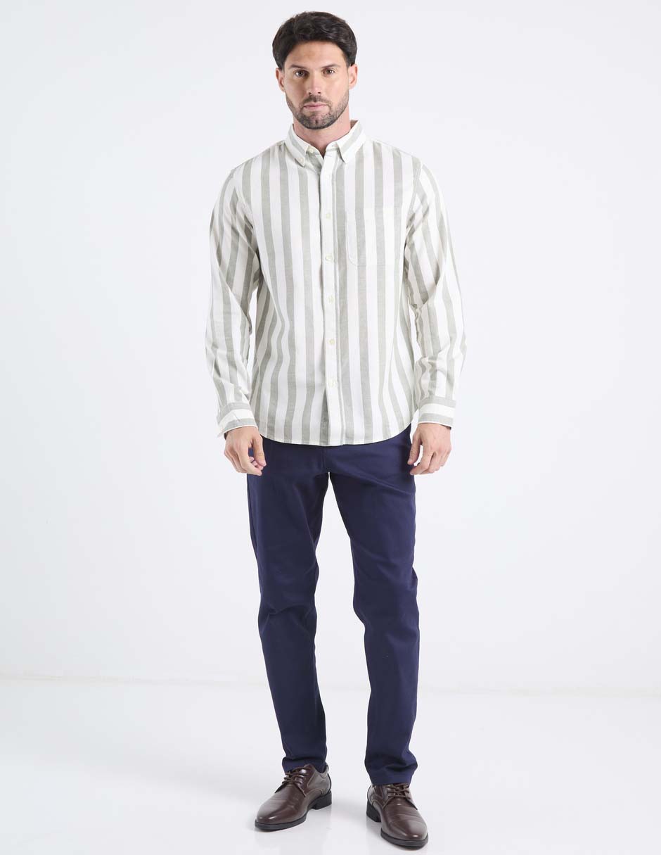 Camisa casual old navy de algodón manga larga para hombre