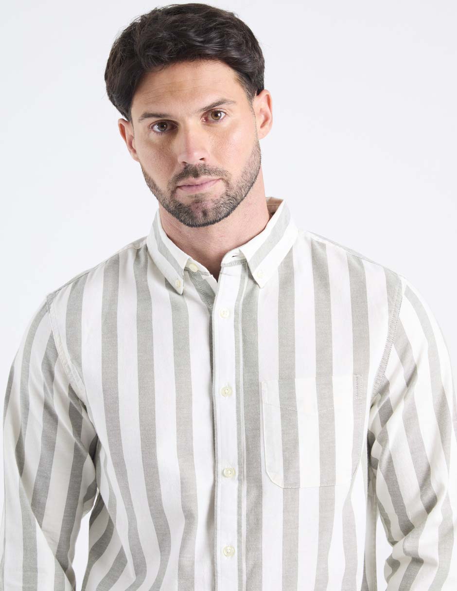 Camisa casual old navy de algodón manga larga para hombre