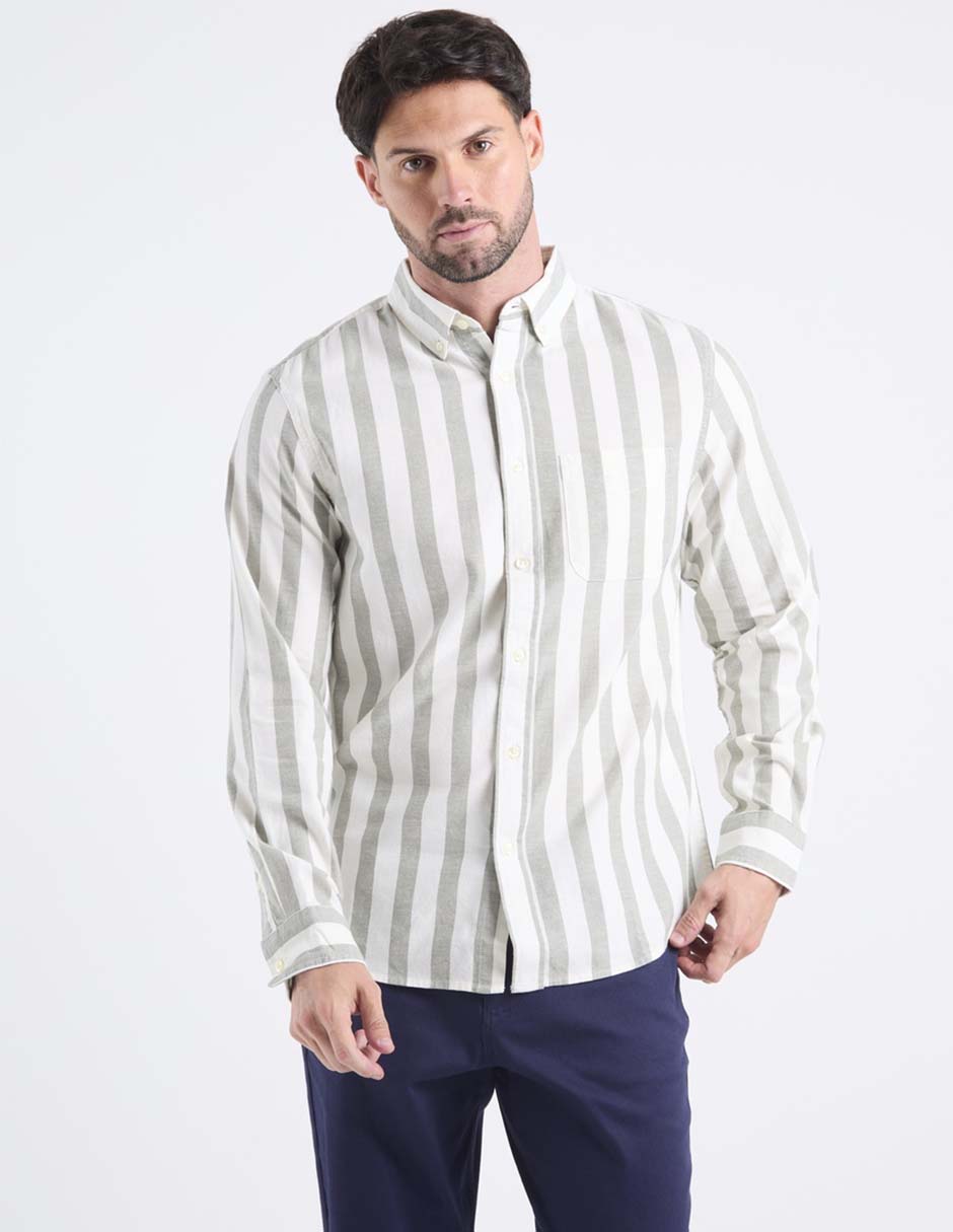 Camisa casual old navy de algodón manga larga para hombre
