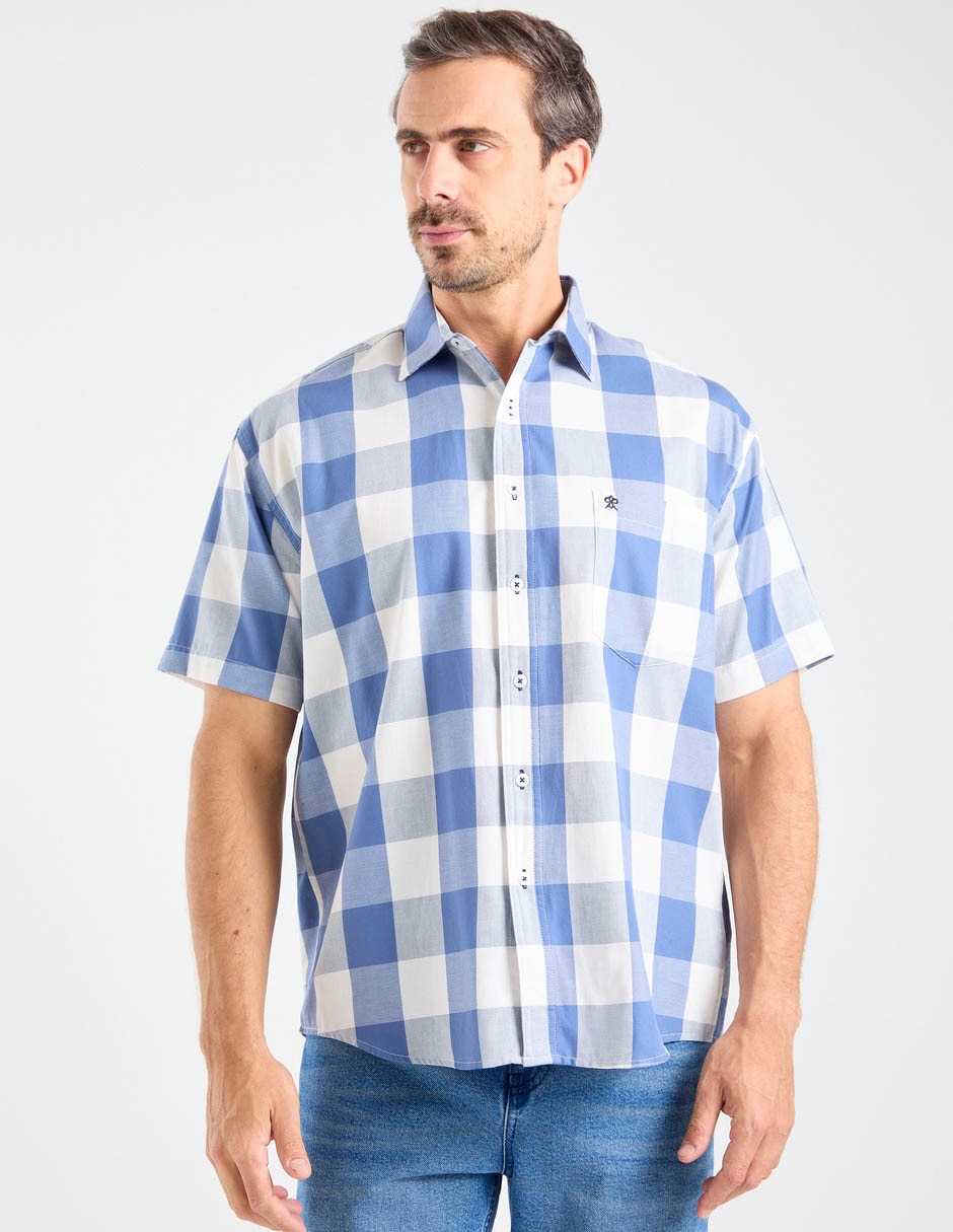 Camisa casual de algodón manga corta para hombre
