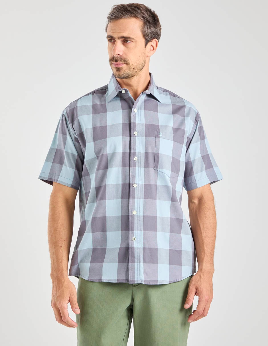 Camisa casual de algodón manga corta para hombre