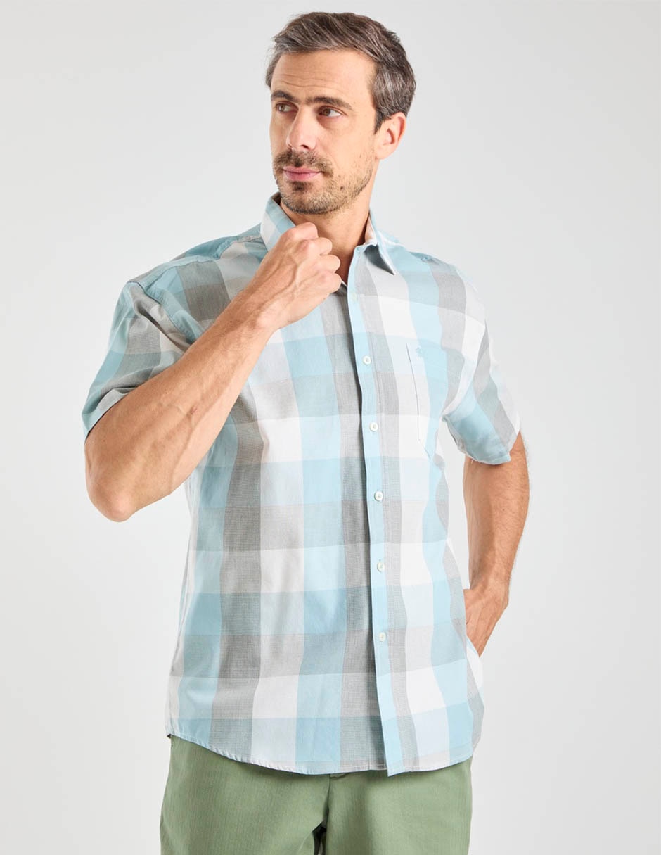 Camisa casual de algodón manga corta para hombre