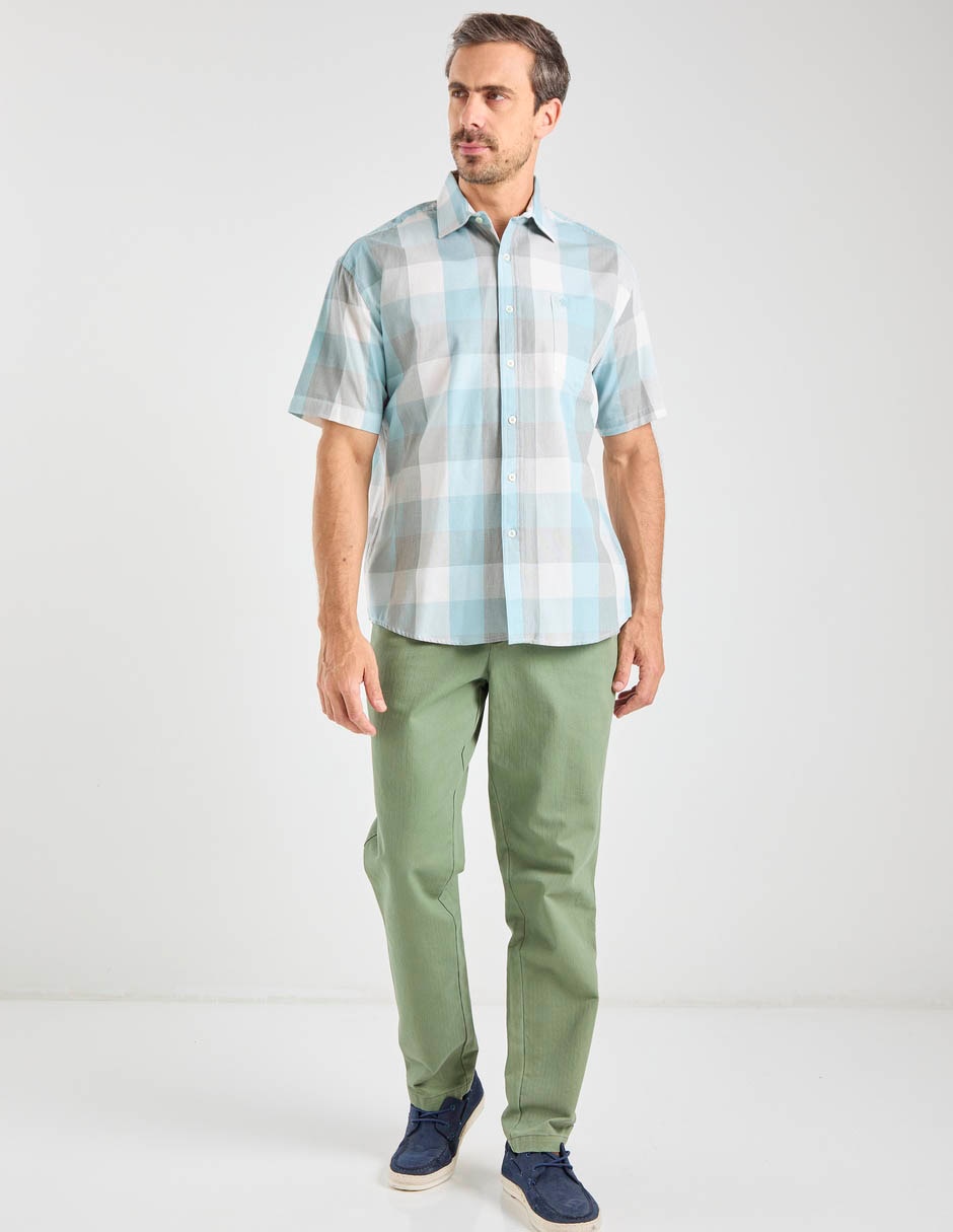 Camisa casual de algodón manga corta para hombre