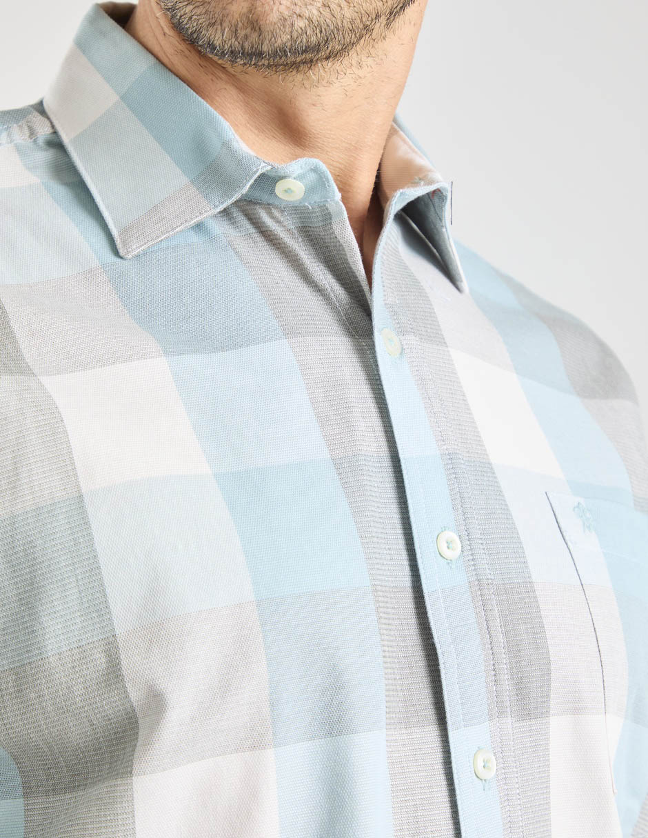 Camisa casual de algodón manga corta para hombre