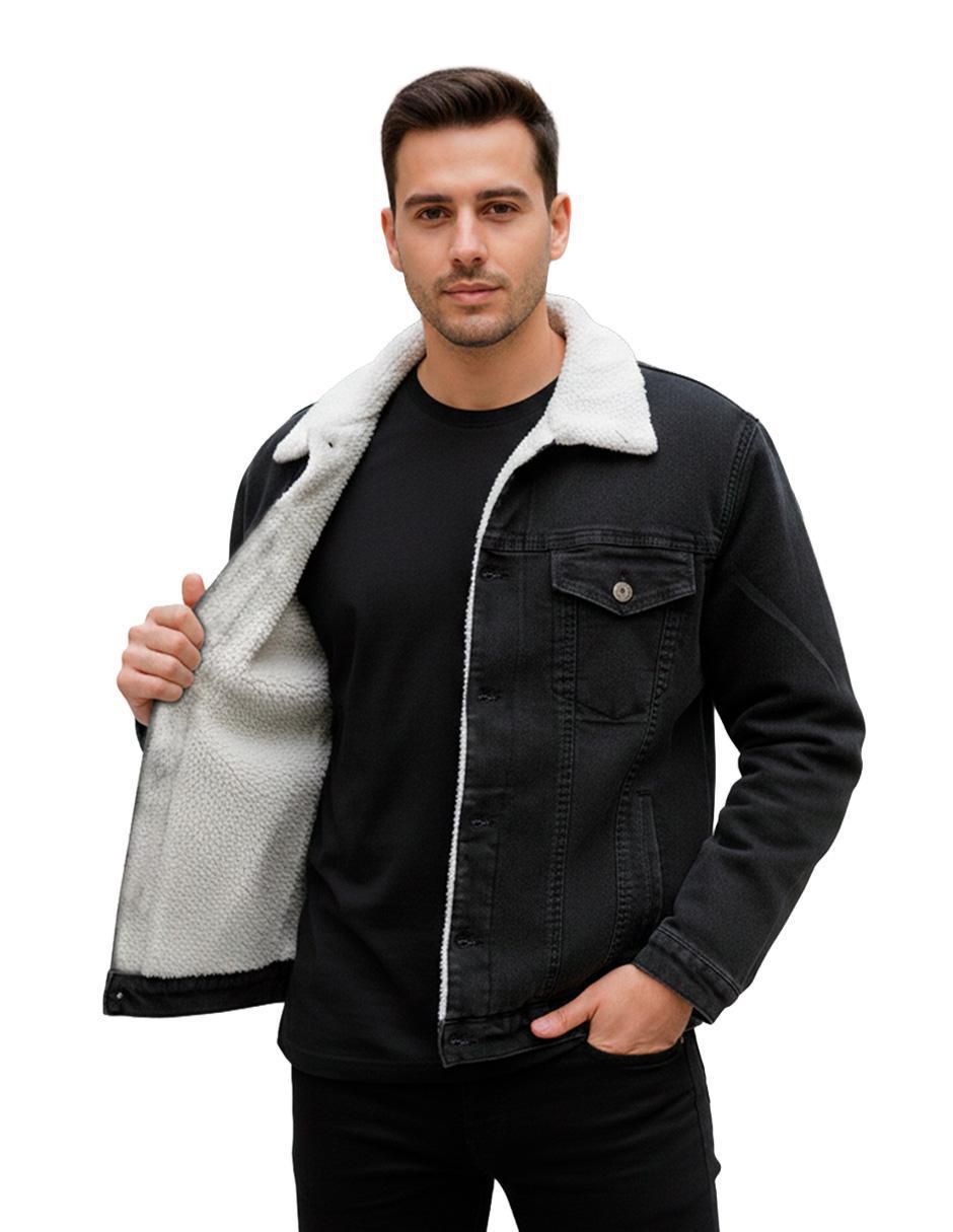Chamarra denim Pixel Fashion de mezclilla con bolsillos para hombre