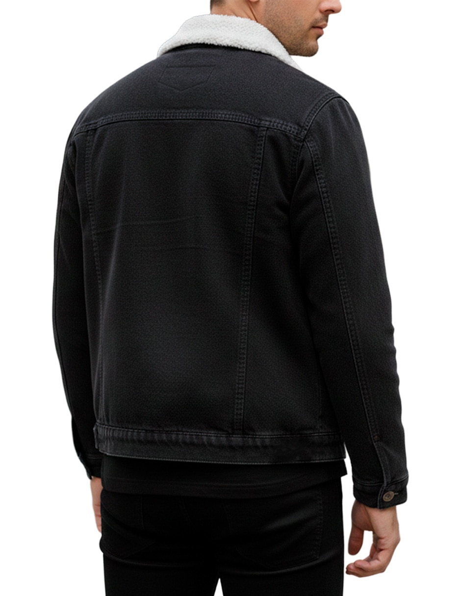 Chamarra denim Pixel Fashion de mezclilla con bolsillos para hombre