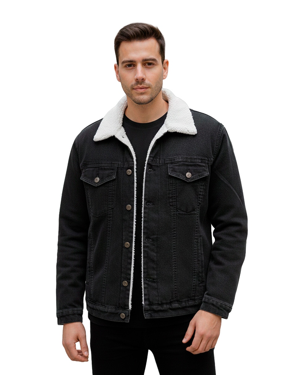 Chamarra denim de mezclilla con bolsillos para hombre