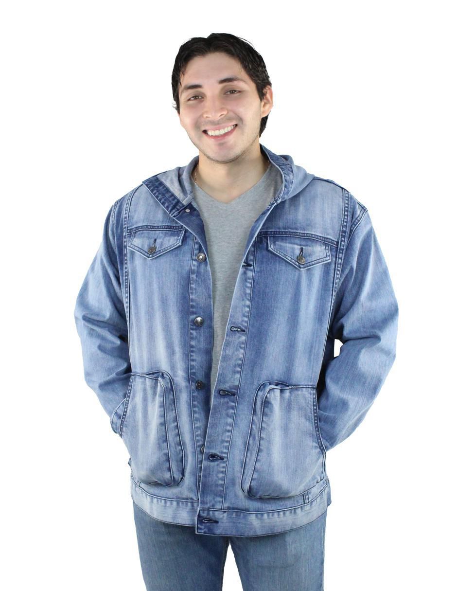 Chamarra casual de mezclilla con capucha para hombre Chamarra casual de mezclilla con capucha para hombre