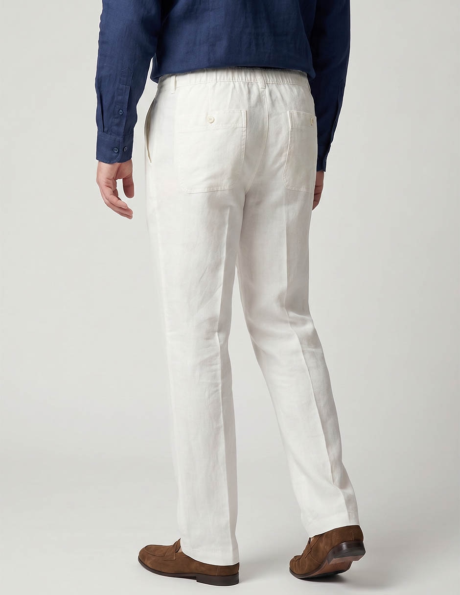 Pantalón casual regular regular de lino para hombre 2