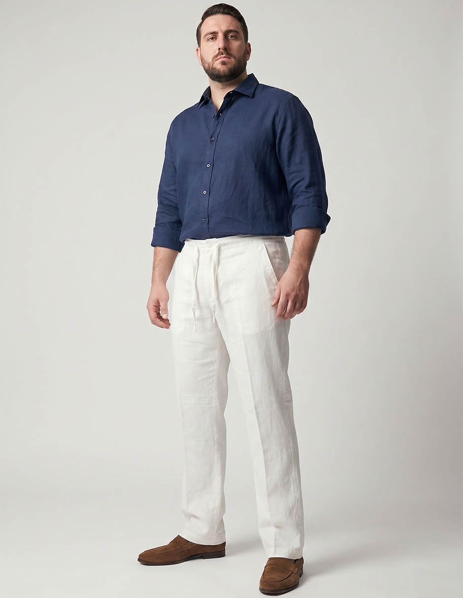 Pantalón casual regular regular de lino para hombre 3