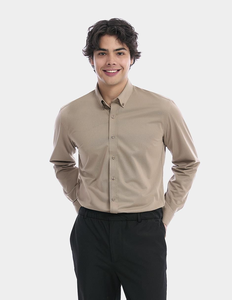 Camisa business casual manga larga para hombre