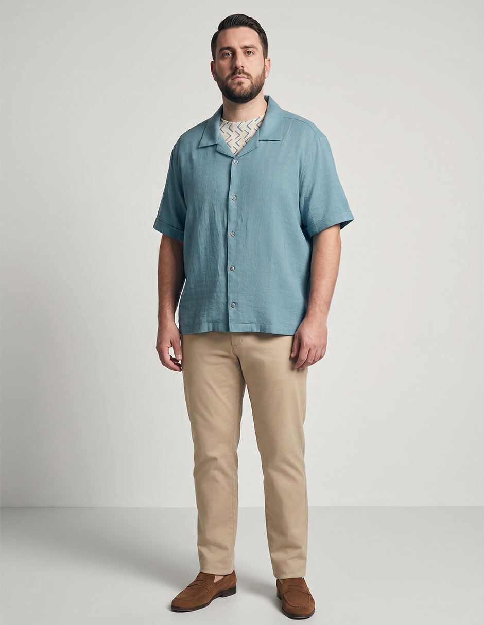Camisa casual cubavera de algodón manga corta para hombre