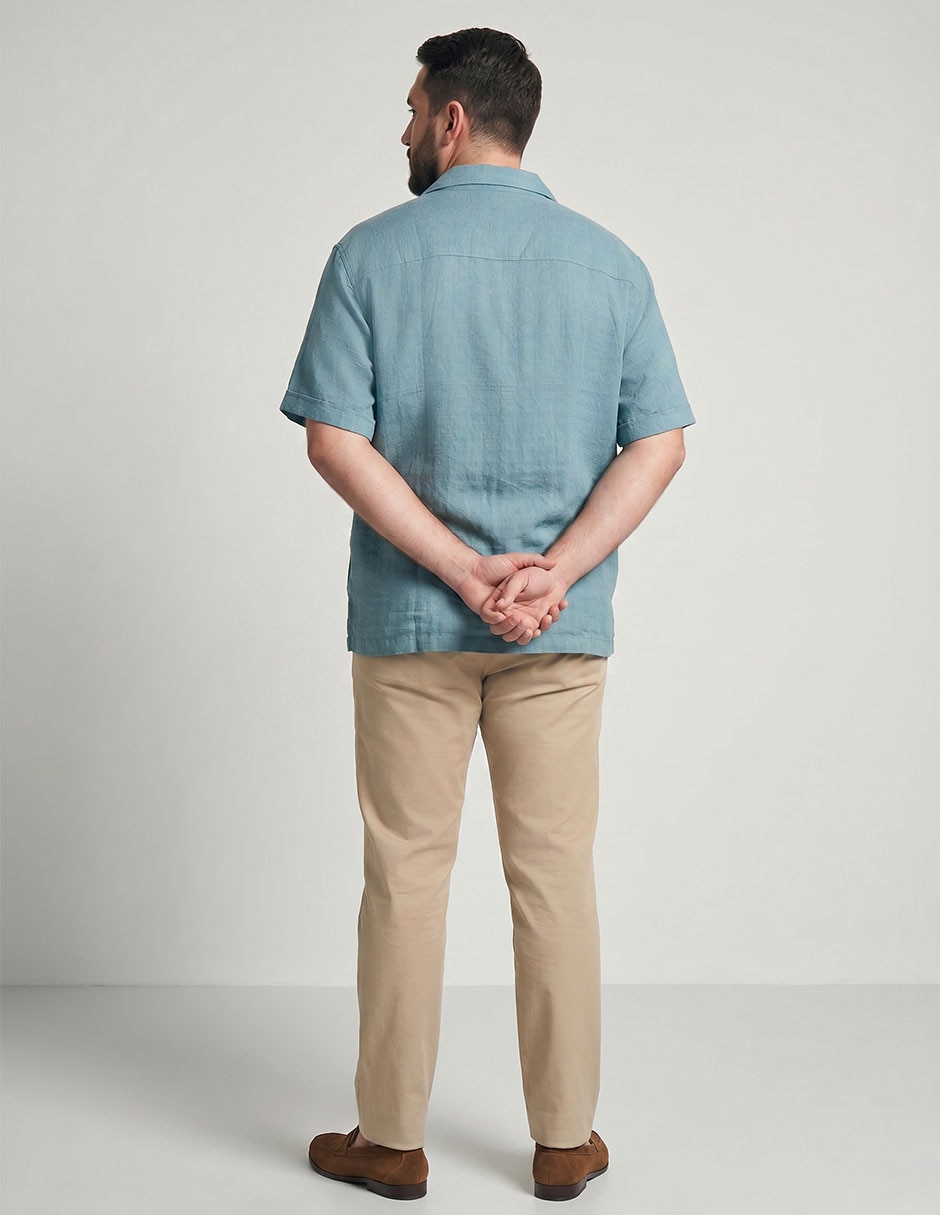 Camisa casual cubavera de algodón manga corta para hombre