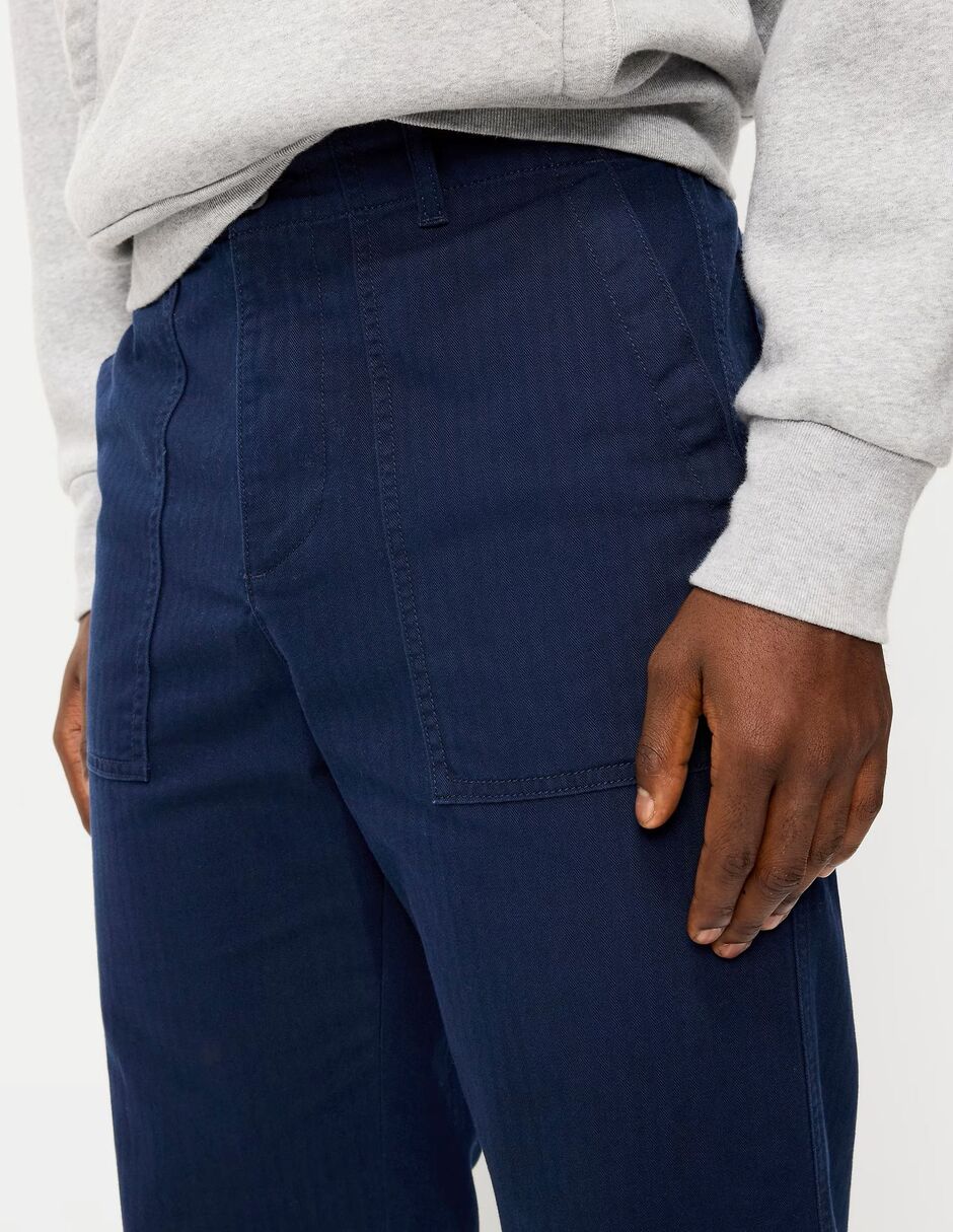 Pantalón casual regular regular de algodón para hombre 3
