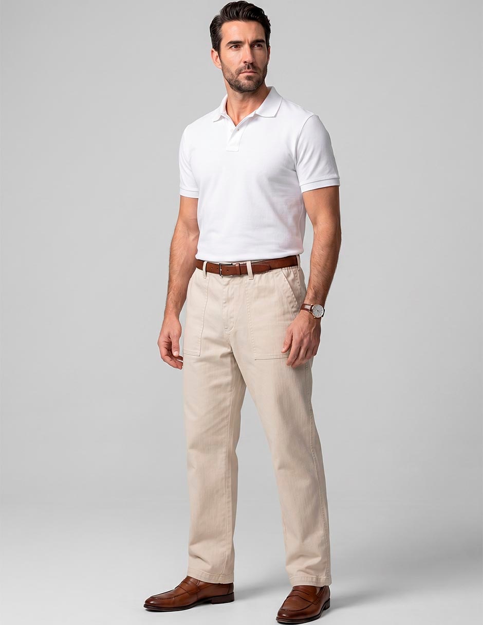 Pantalón regular de algodón para hombre Pantalón regular de algodón para hombre