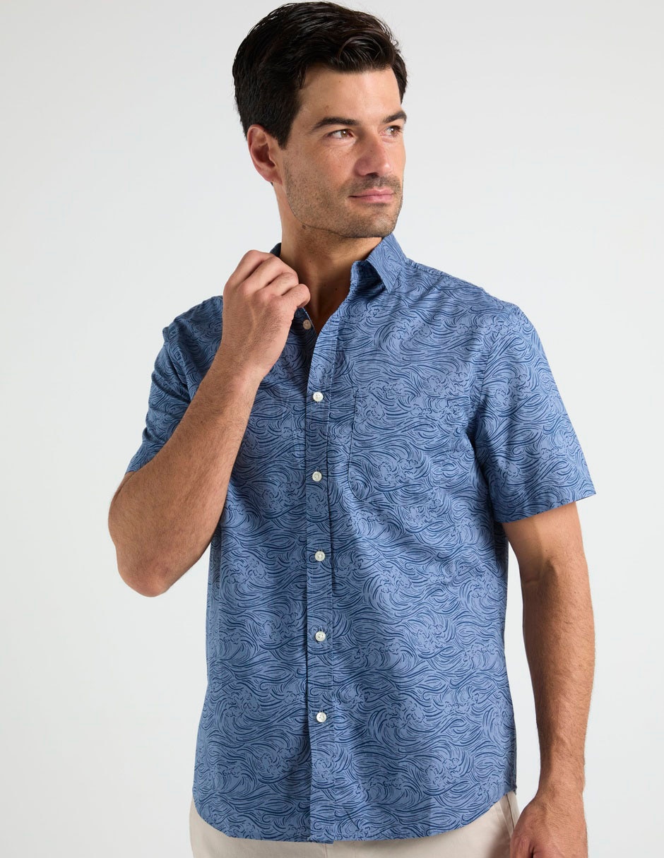 Camisa casual old navy de algodón manga corta para hombre