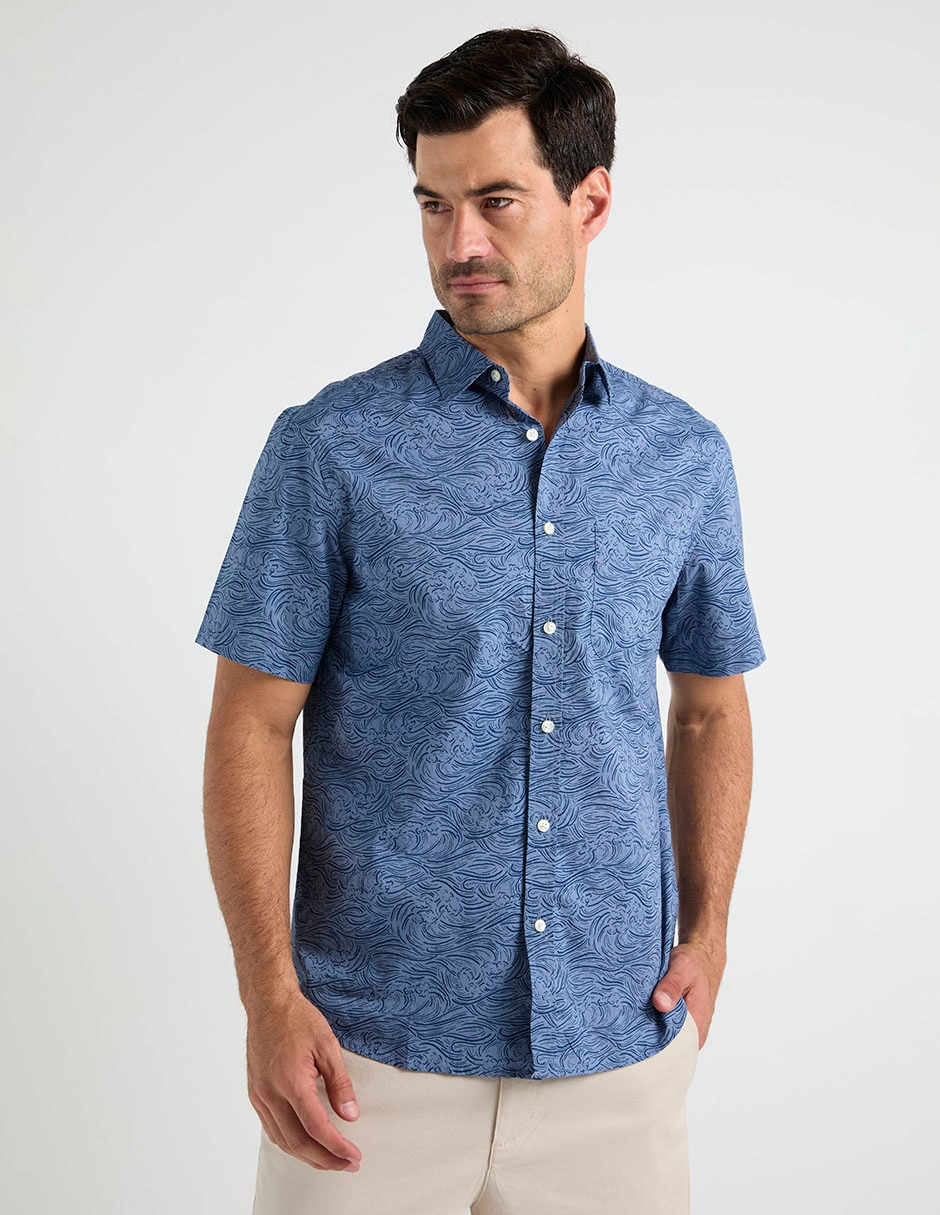Camisa casual de algodón manga corta para hombre