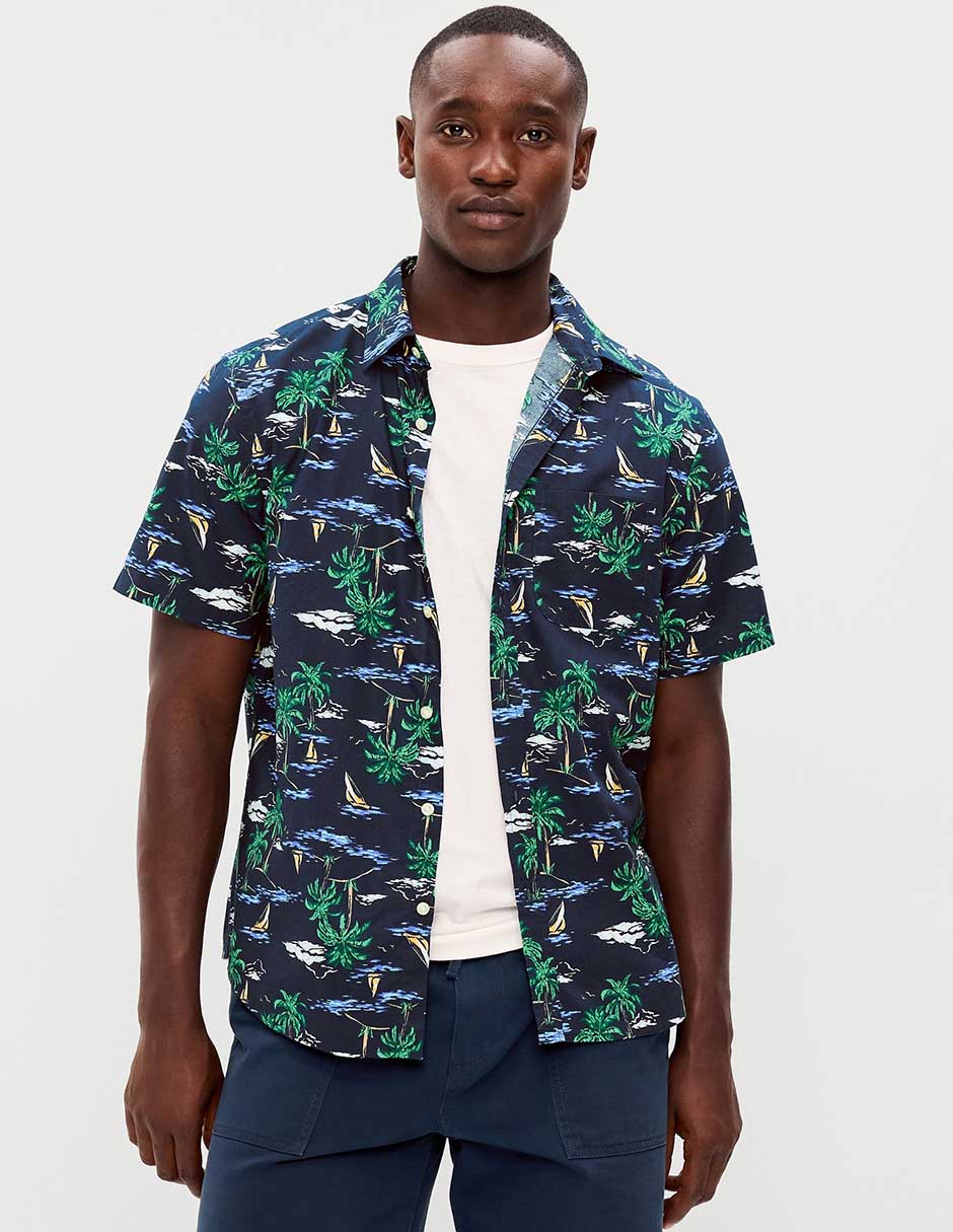 Camisa de algodón manga corta para hombre Camisa de algodón manga corta para hombre