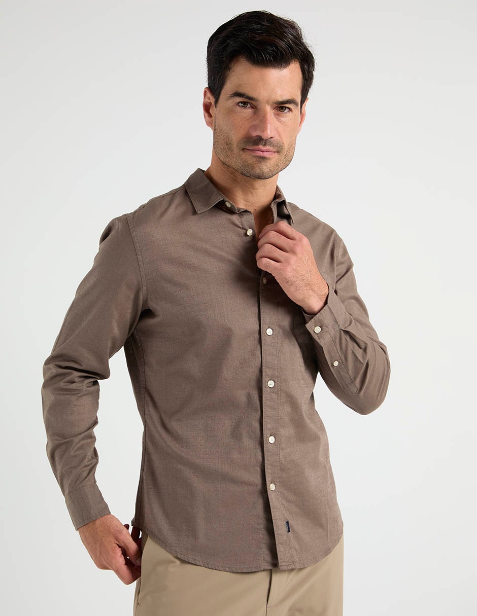 Camisa casual dockers algodón manga larga para hombre