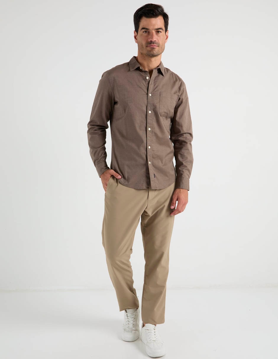 Camisa casual dockers algodón manga larga para hombre