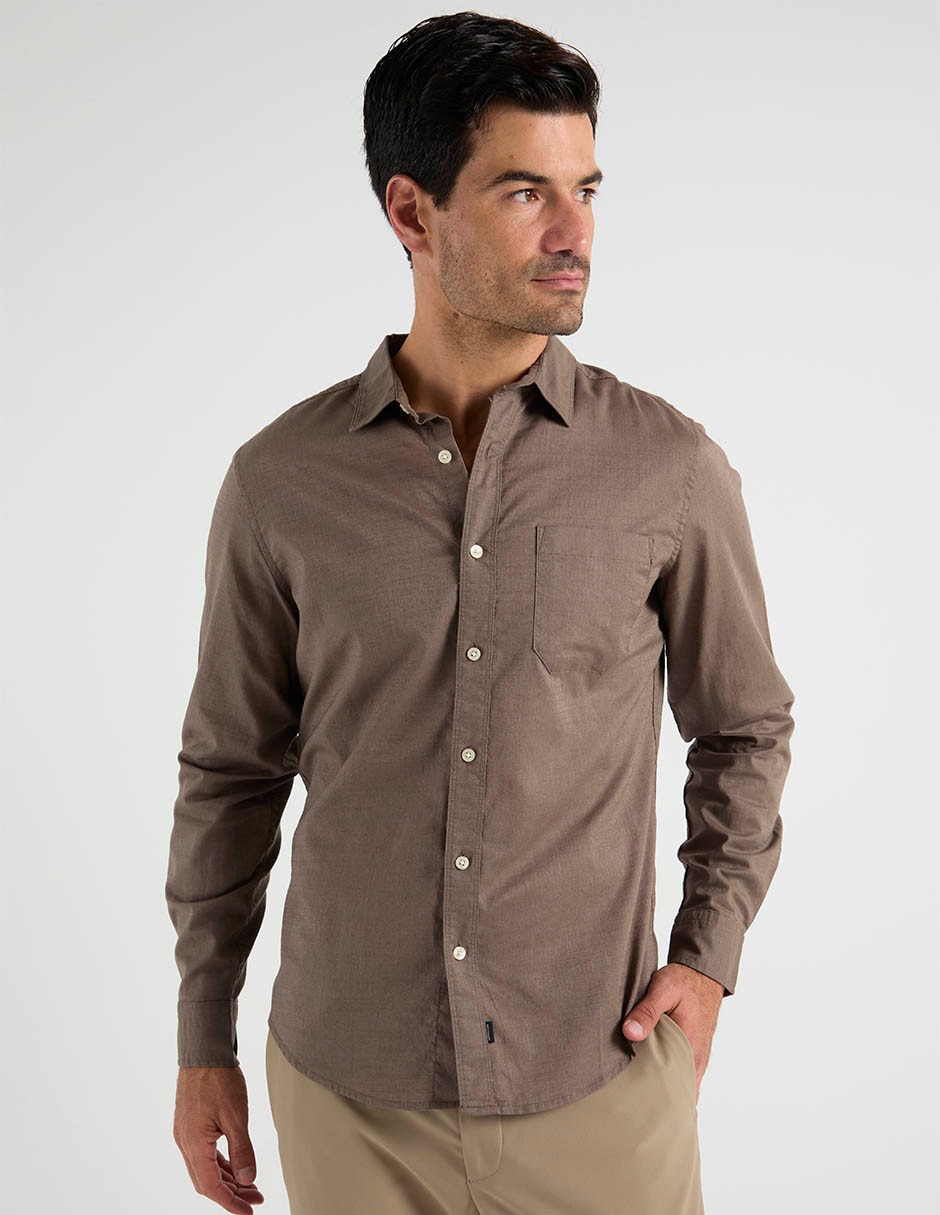 Camisa casual de algodón manga larga para hombre Camisa casual de algodón manga larga para hombre