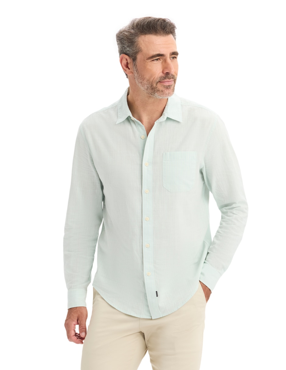 Camisa casual de algodón manga larga para hombre Camisa casual de algodón manga larga para hombre