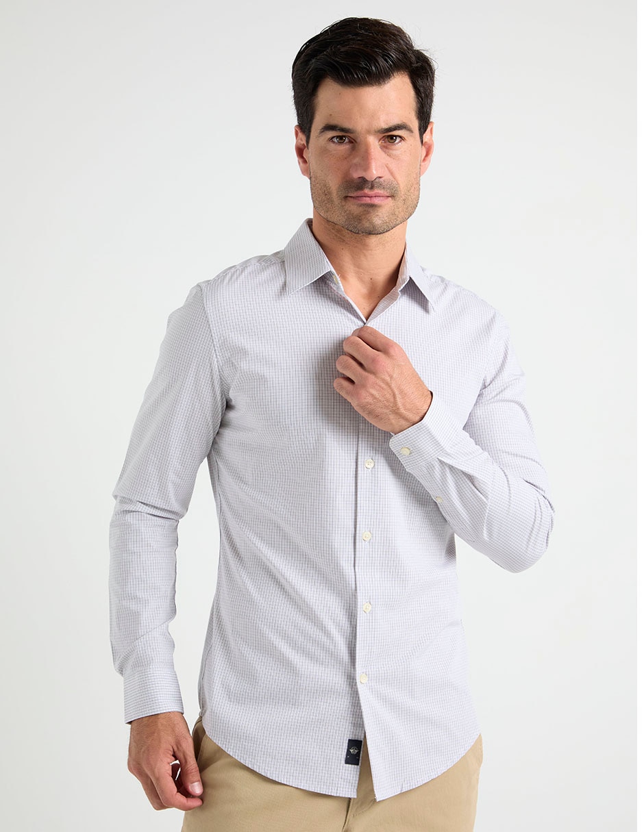 Camisa formal de algodón manga larga para hombre