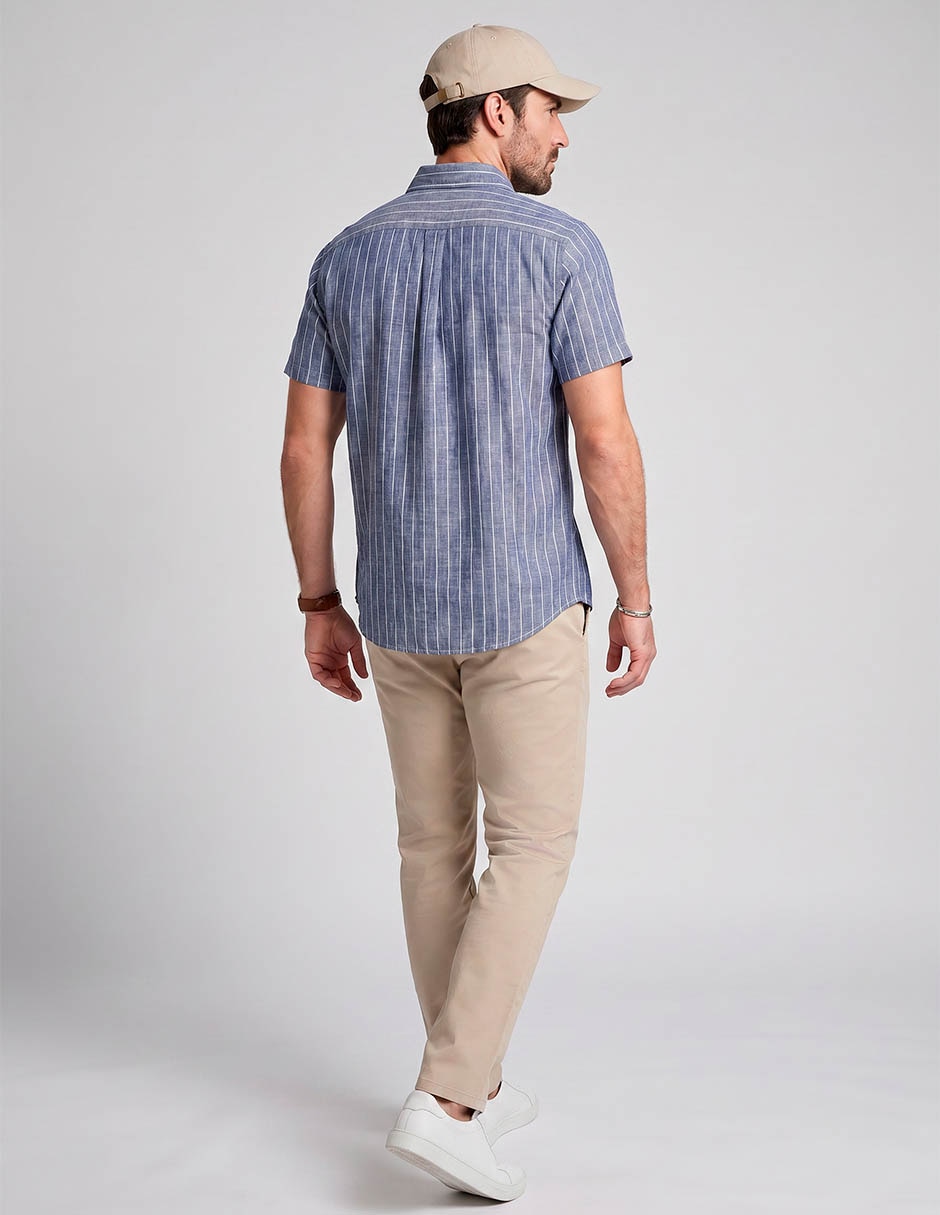 Camisa casual polosur de algodón manga corta para hombre
