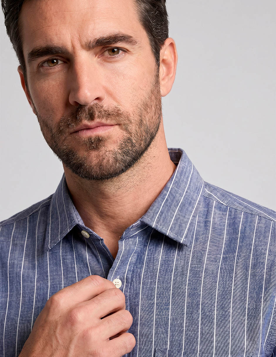 Camisa casual polosur de algodón manga corta para hombre