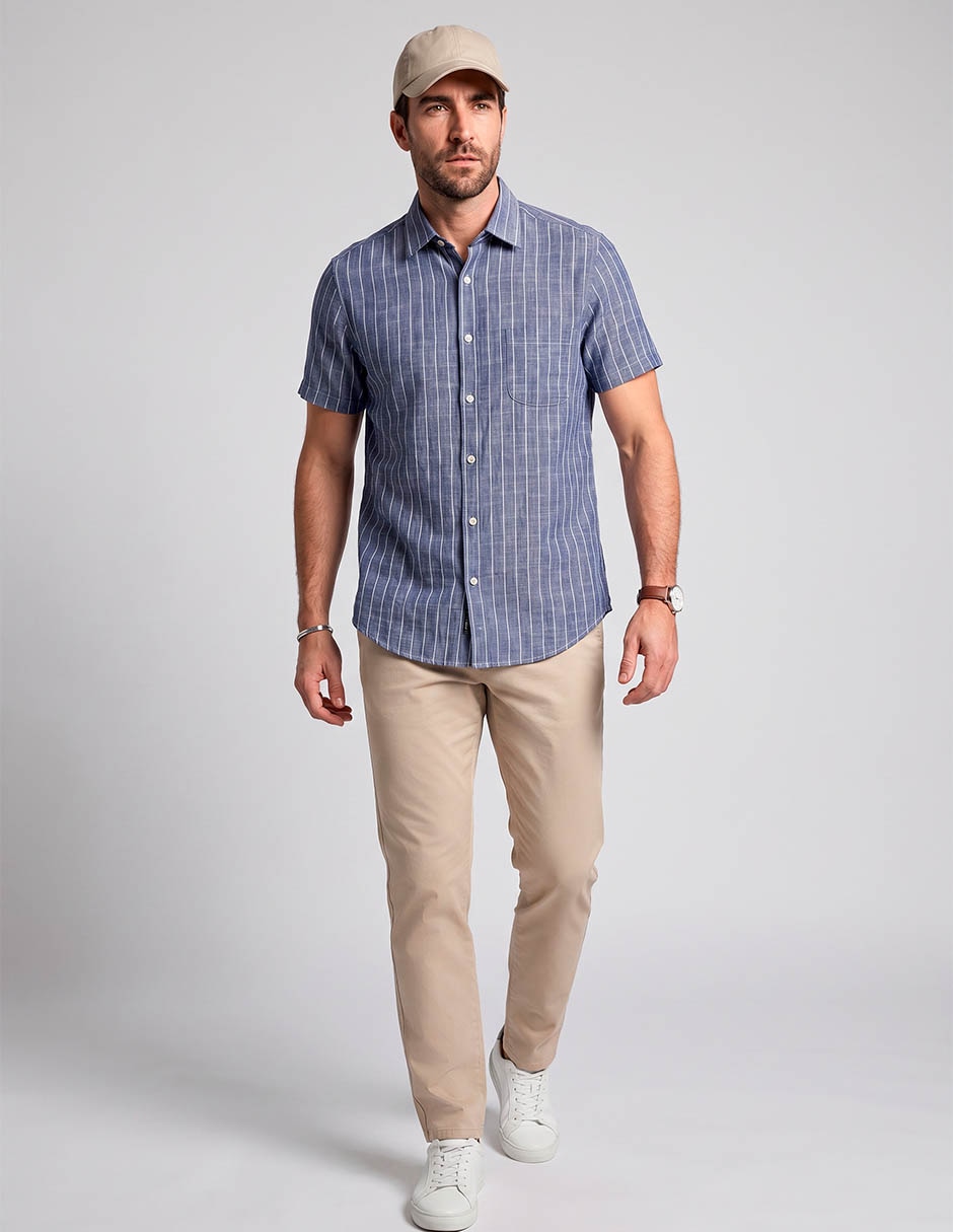 Camisa casual de algodón manga corta para hombre
