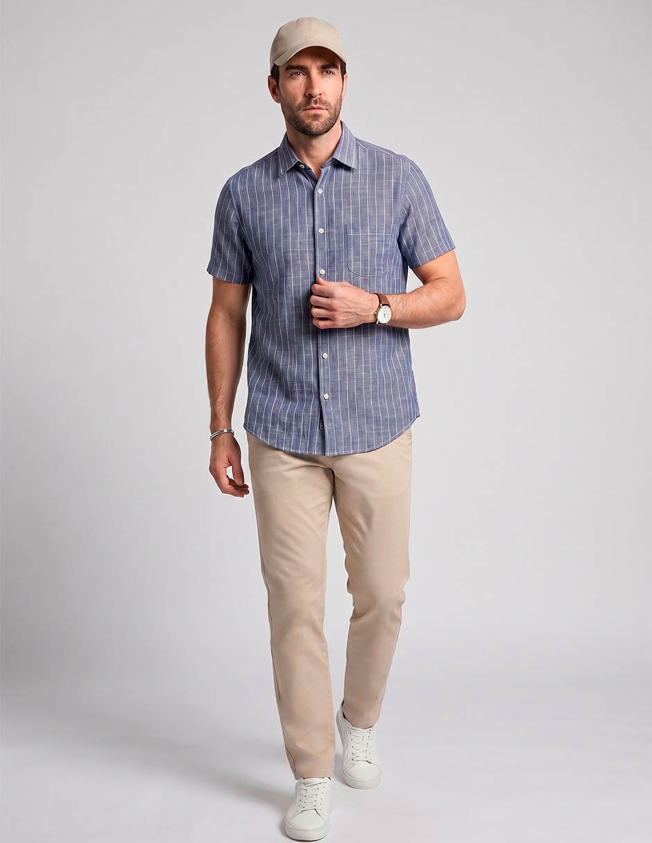 Camisa casual de algodón manga corta para hombre 3