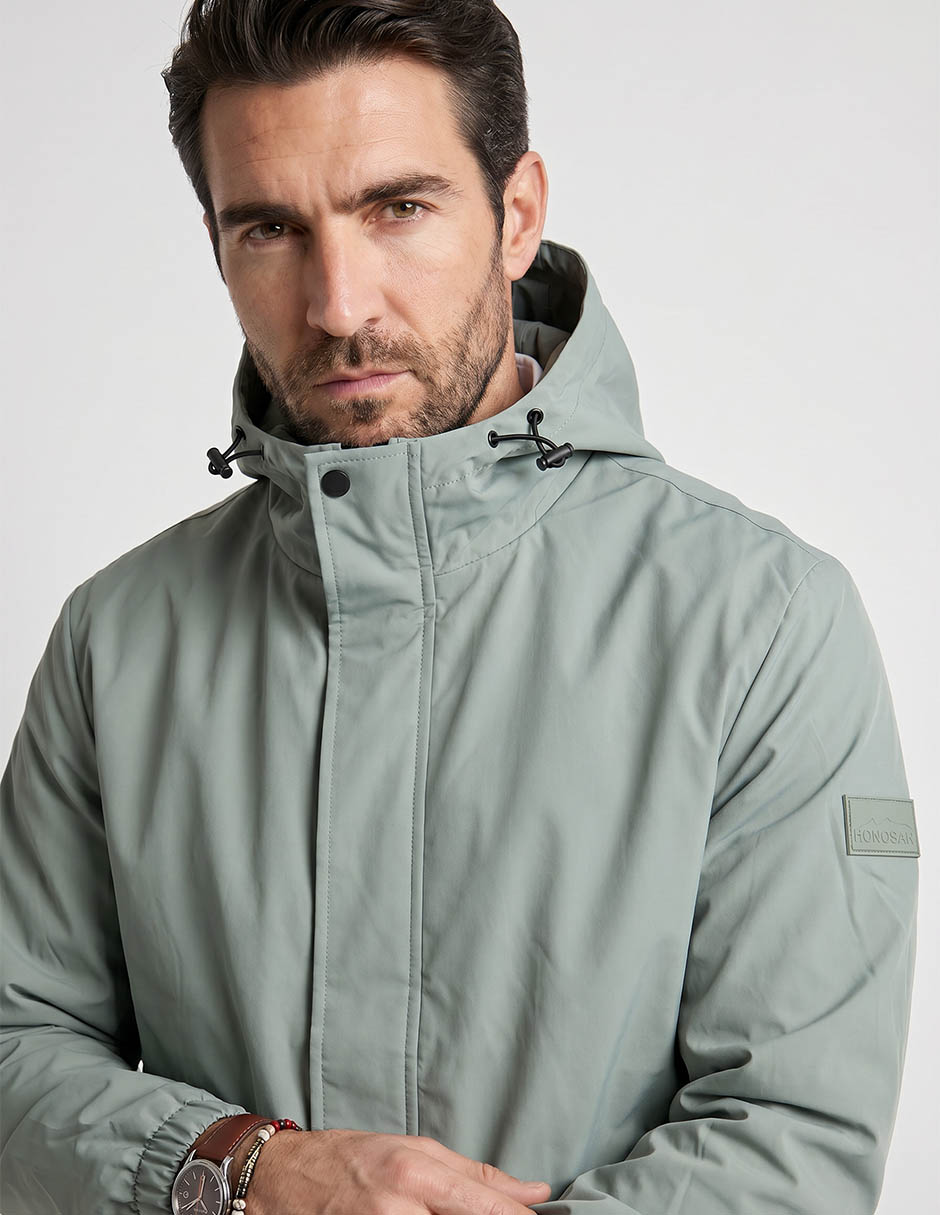 Chamarra casual capucha y bolsa para hombre 3