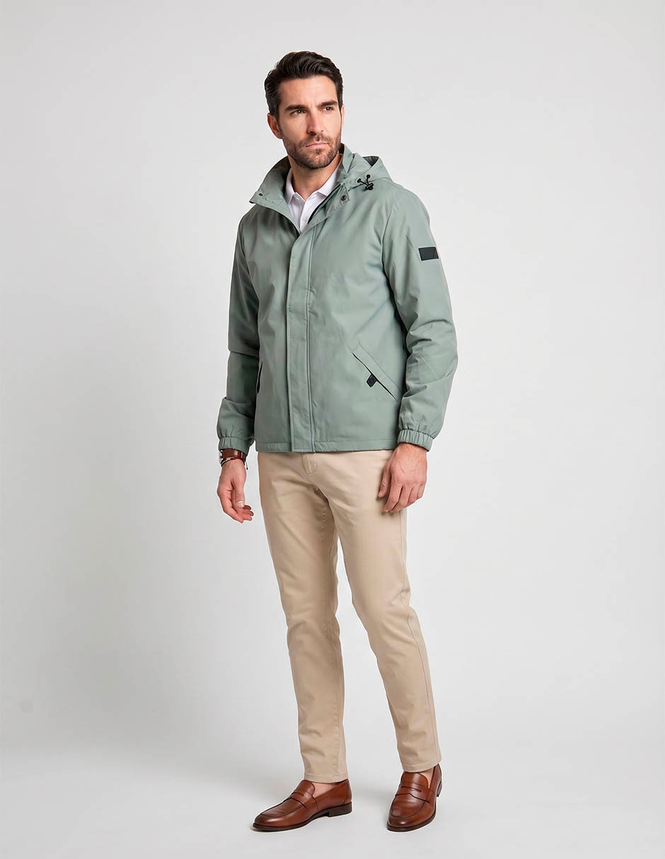 Chamarra casual capucha y bolsa para hombre 4