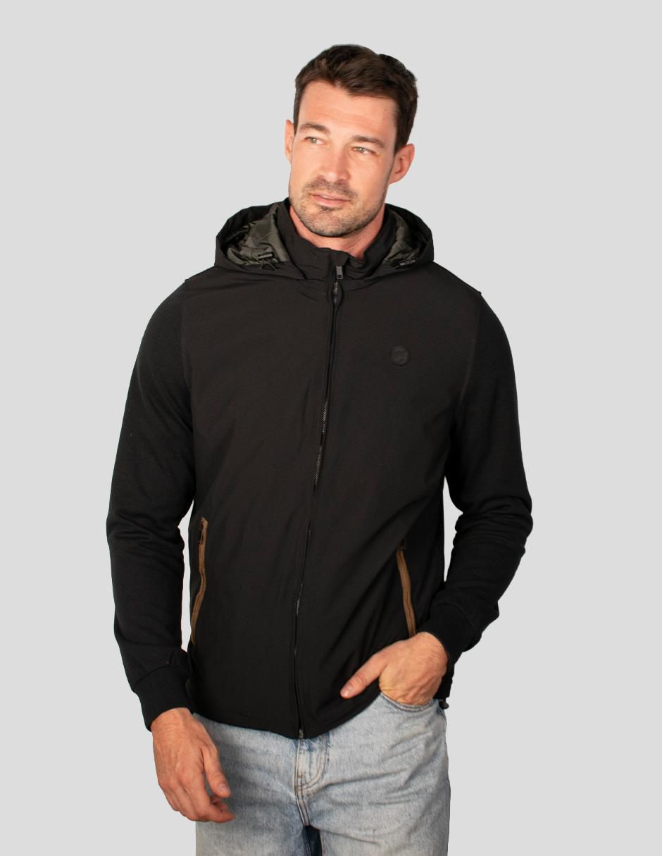 Chamarra casual capucha desmontable para hombre