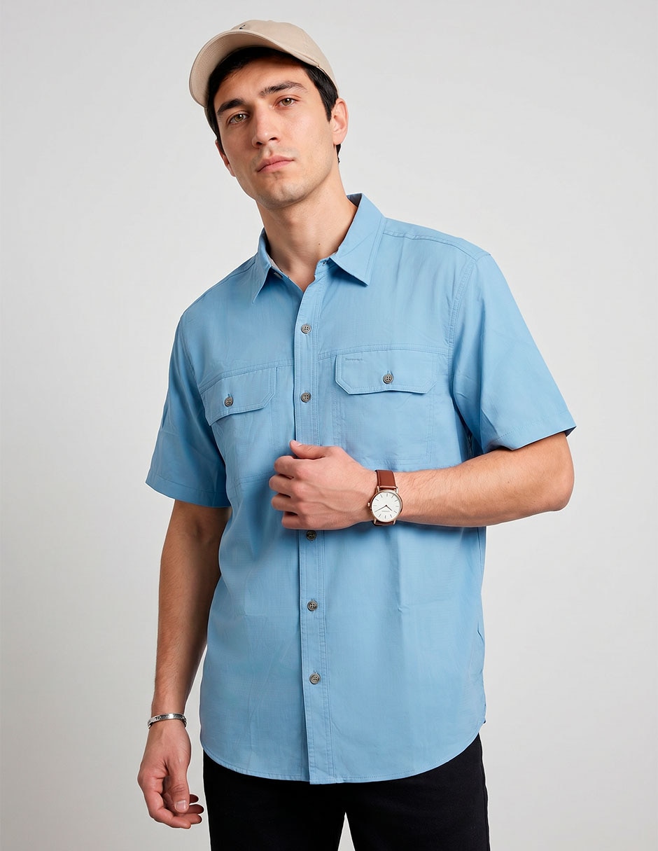 Camisa/Sobrecamisa Casual De Poliéster Manga Corta Para Hombre Camisa/Sobrecamisa Casual De Poliéster Manga Corta Para Hombre