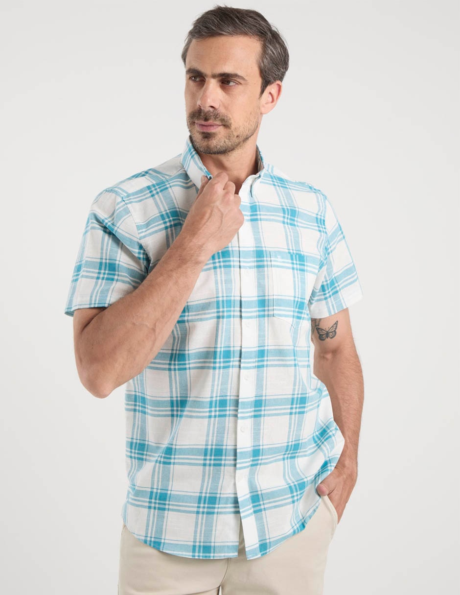 Camisa casual dioro de algodón manga corta para hombre