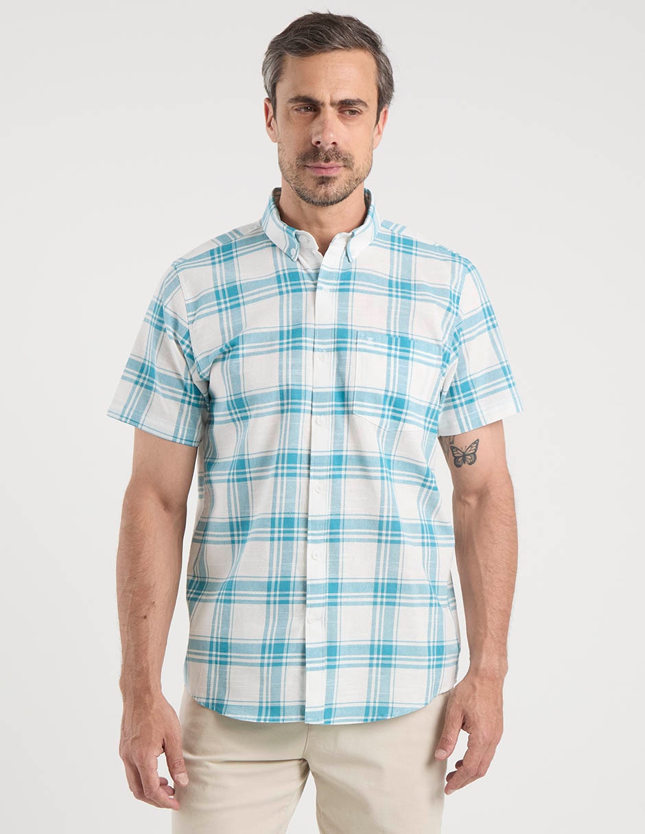 Camisa casual dioro de algodón manga corta para hombre
