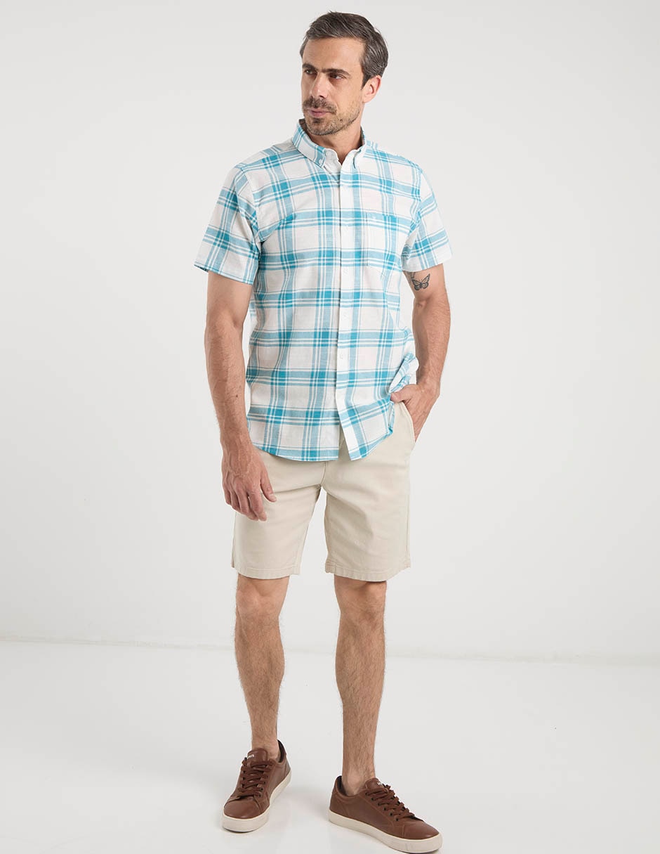 Camisa casual dioro de algodón manga corta para hombre