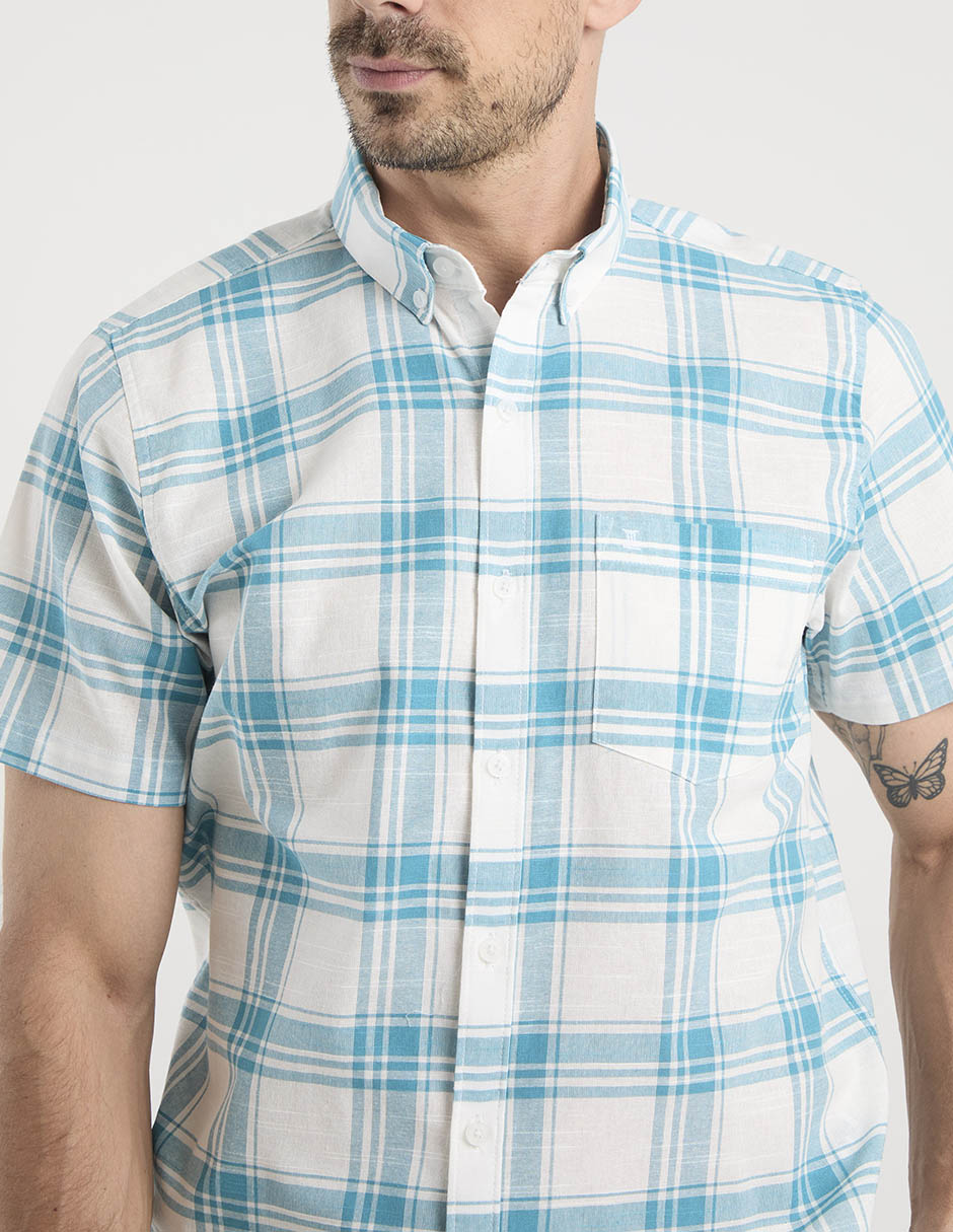Camisa casual dioro de algodón manga corta para hombre