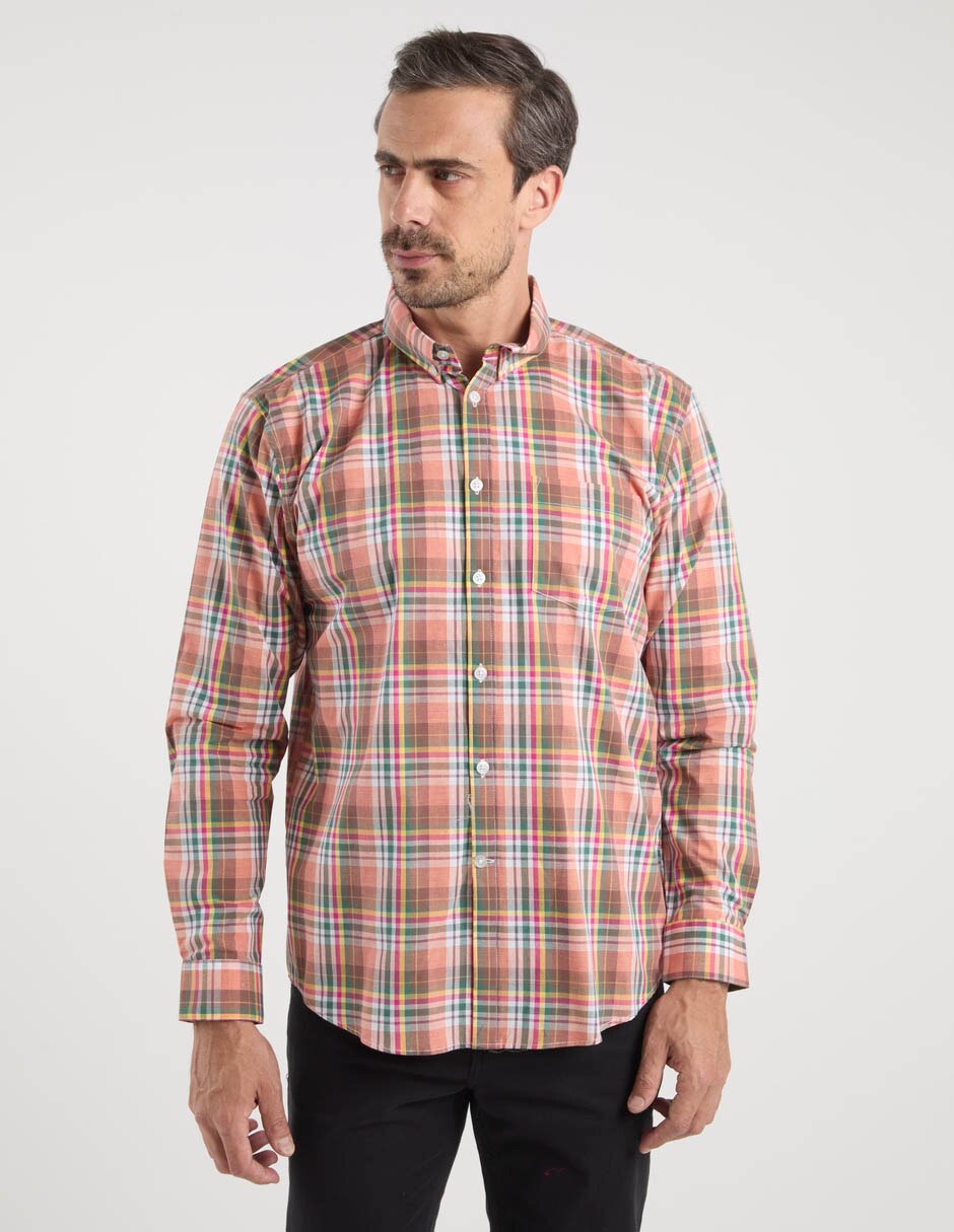 Camisa casual de algodón manga larga para hombre