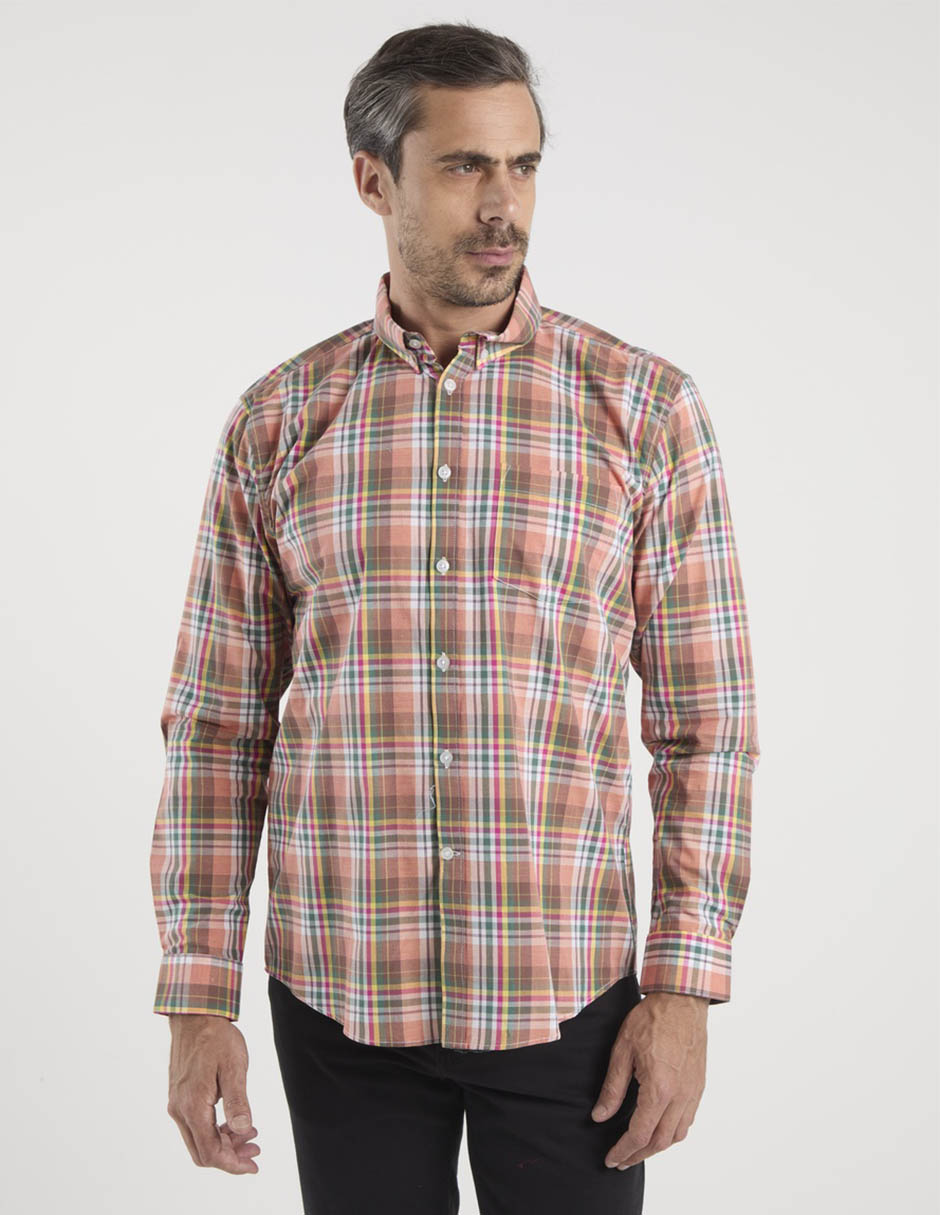 Camisa casual de algodón manga larga para hombre