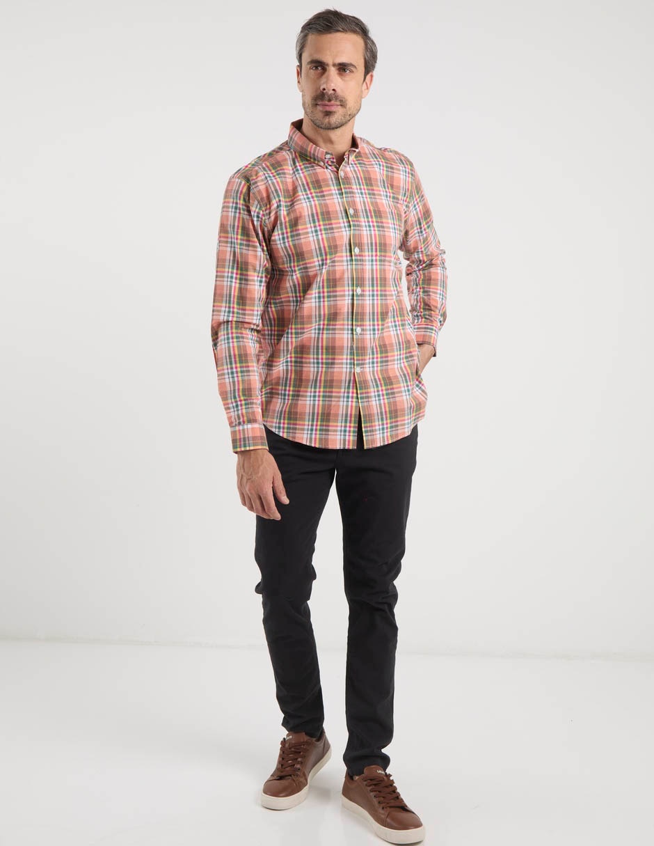 Camisa casual de algodón manga larga para hombre