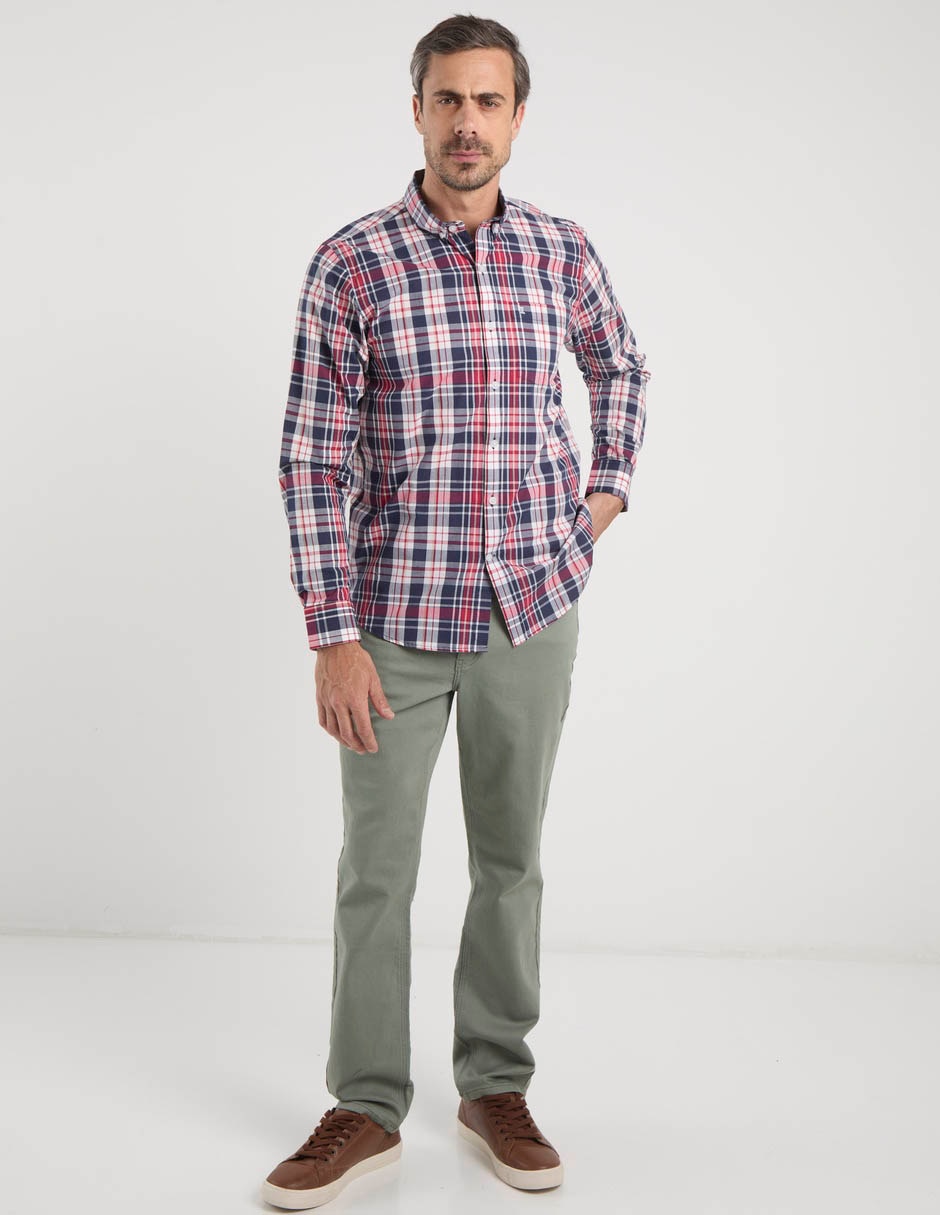 Camisa casual de algodón manga larga para hombre