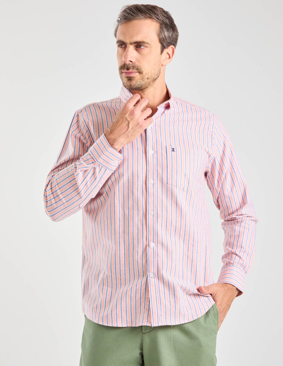 Camisa casual dioro de algodón manga larga para hombre