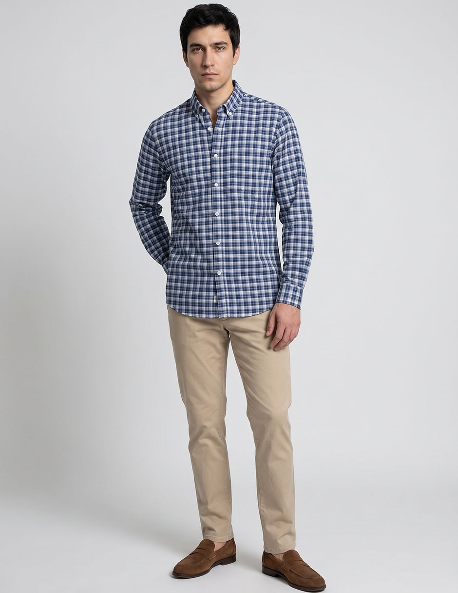 Camisa casual de algodón manga larga para hombre Camisa casual de algodón manga larga para hombre