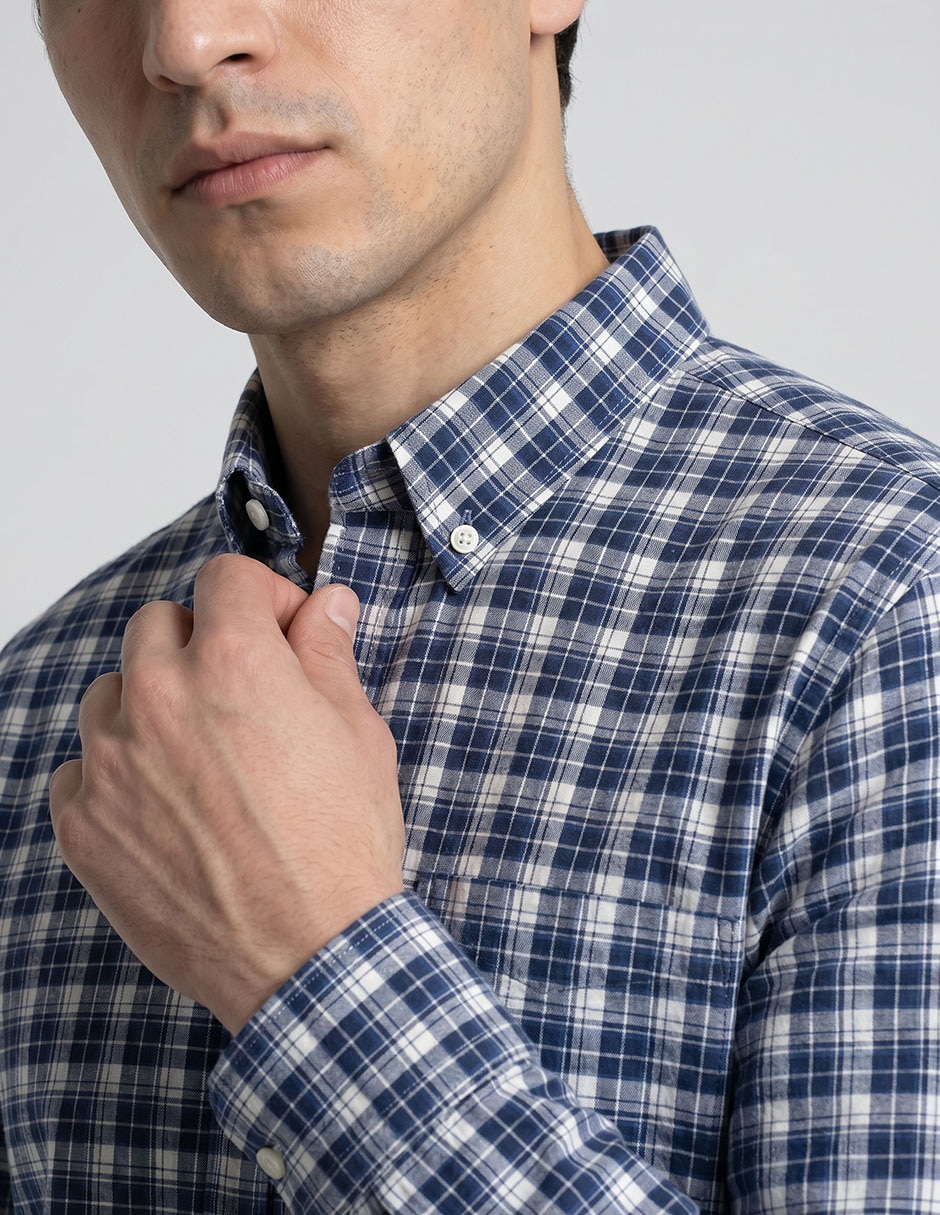 Camisa casual de algodón manga larga para hombre 4