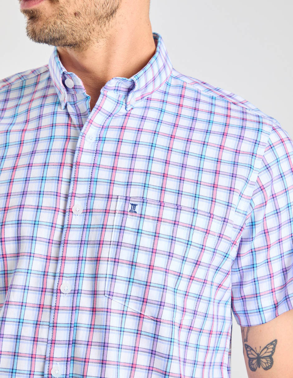 Camisa casual de algodón manga corta para hombre 6