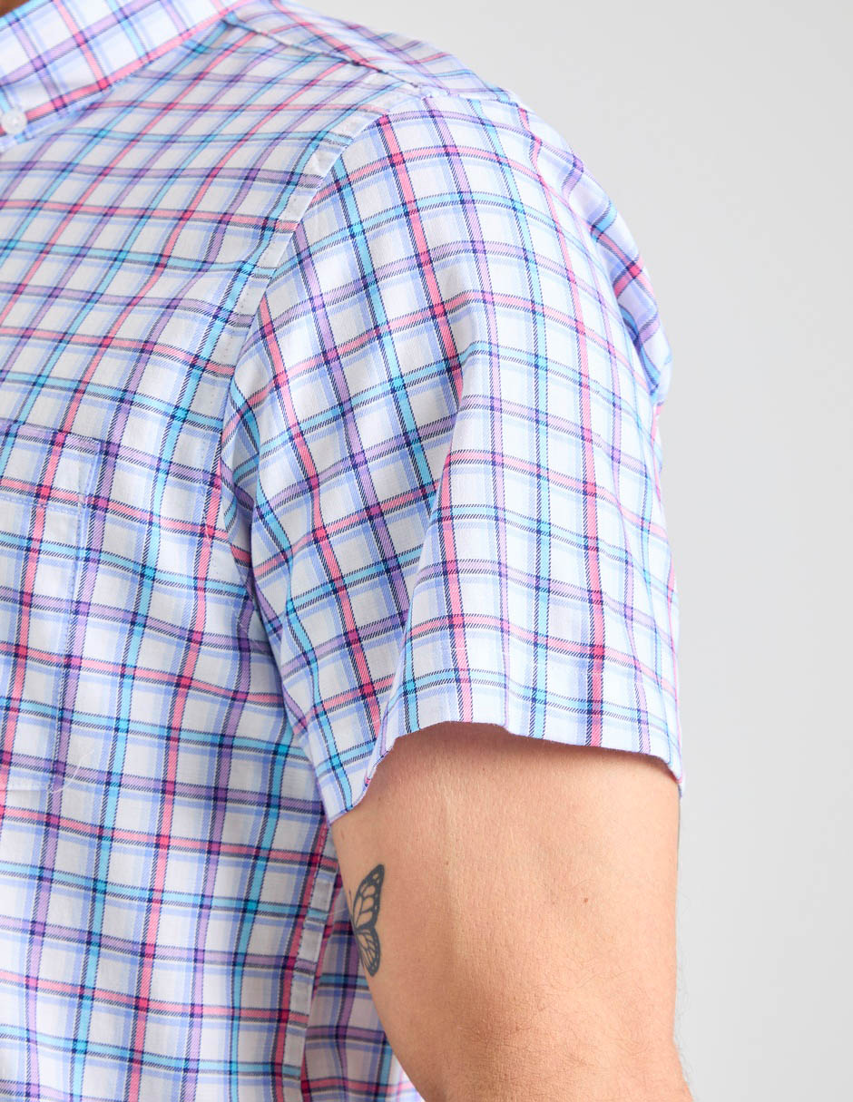 Camisa casual de algodón manga corta para hombre 7