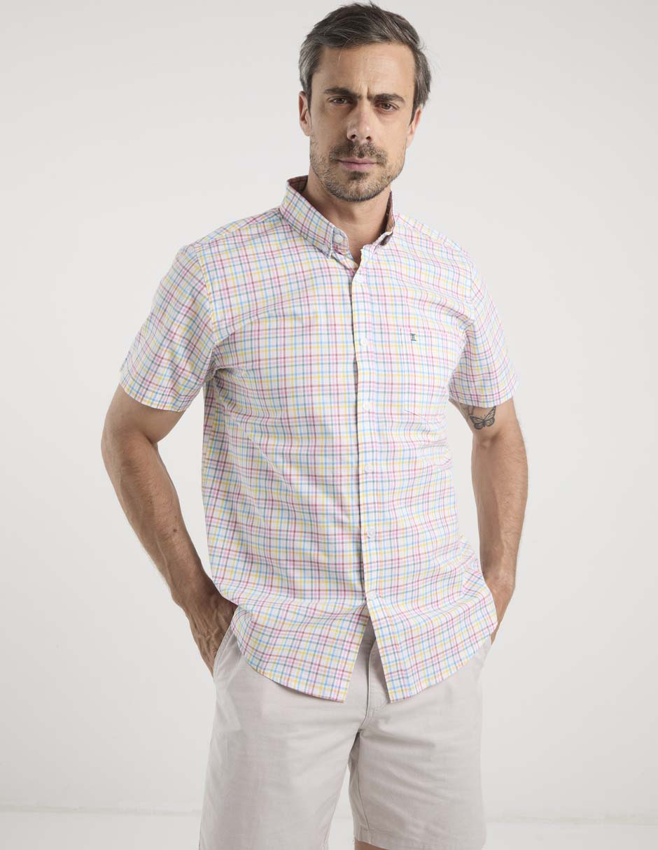 Camisa casual Dioro de algodón manga corta para hombre